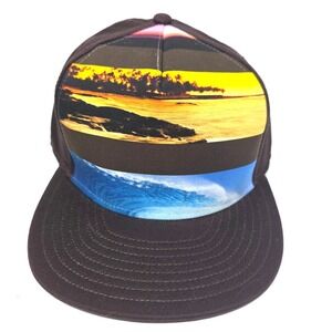 HYP Baseball Cap Mens L/XL Brown Beach Wave Graphic A-Flex Fitted Vintage NWT